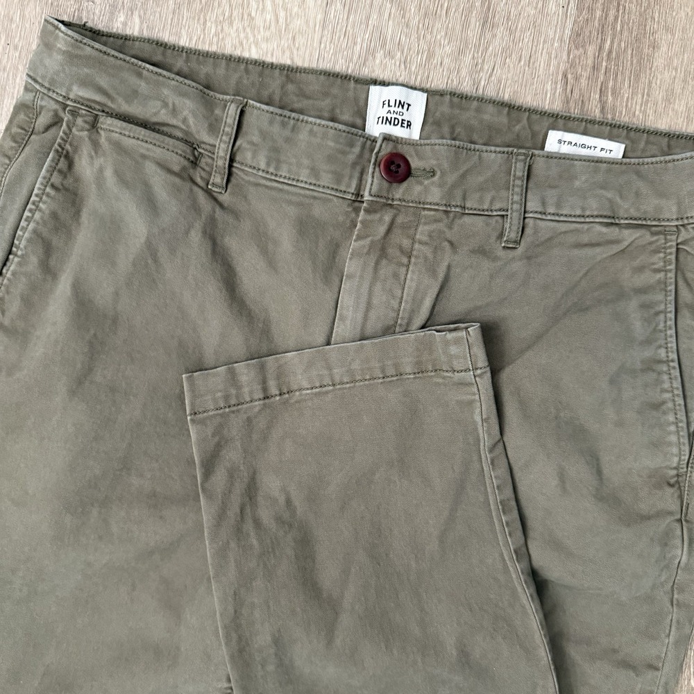 Flint And Tinder 365 5 Pocket Pants Straight Fit Men's 34x30 Stretch Green